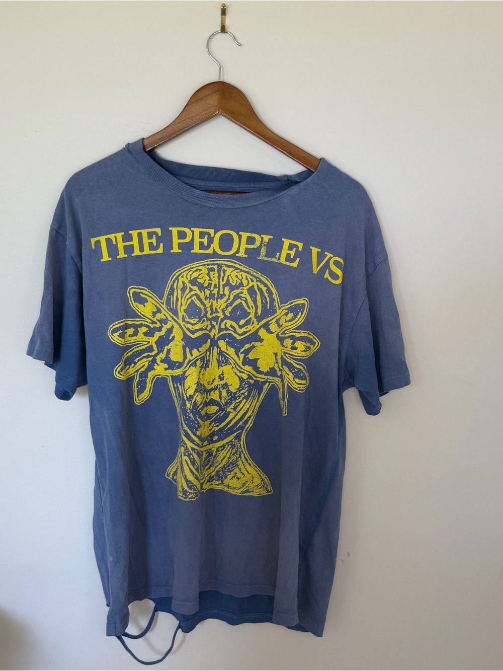 The People Vs. Men's Blue Short Sleeve Tee with Yellow Graphic